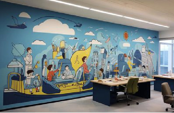 青川办公室墙绘的特点。